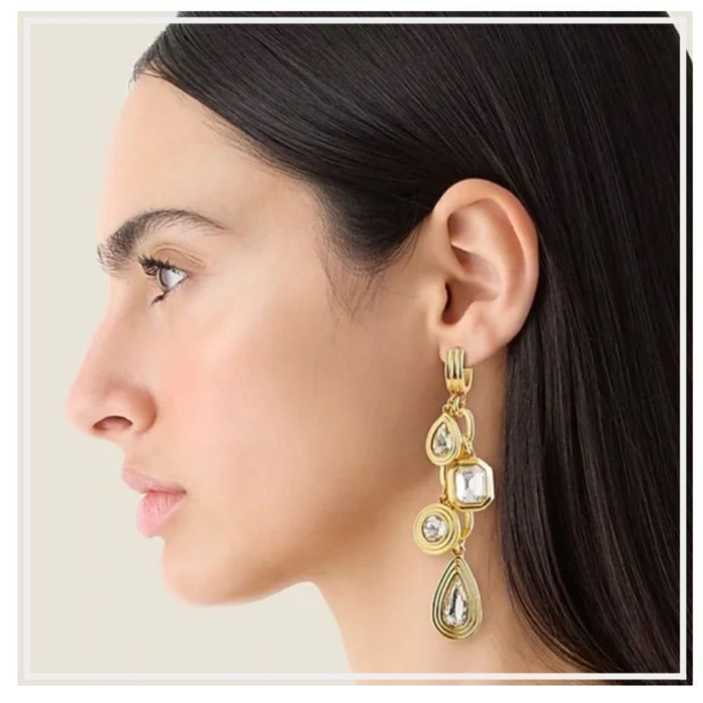 J. Crew Geometric Sparkle Drop Earrings. NWT. - Picture 2 of 7